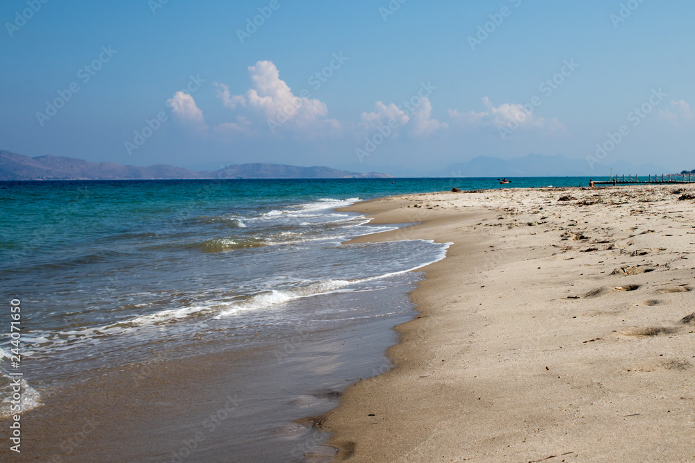 wonderful sandy beach on the island of kos greece