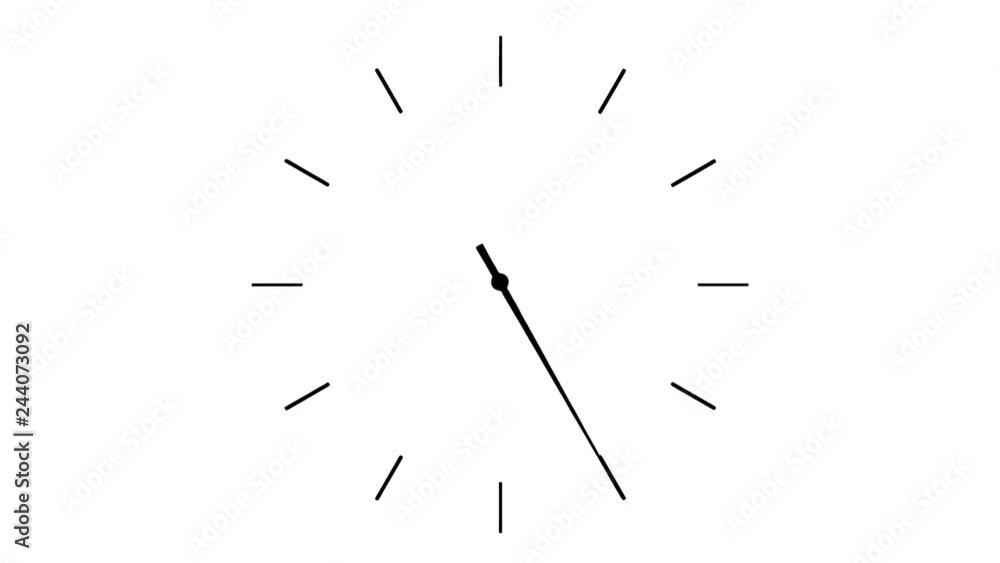 4K clock spinning, watch animation on white background