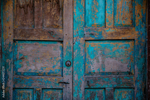old textured turquoise door 