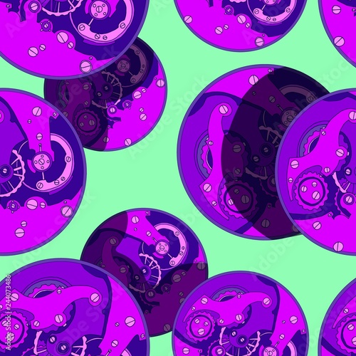 Seamless pattern of watch movements in space.