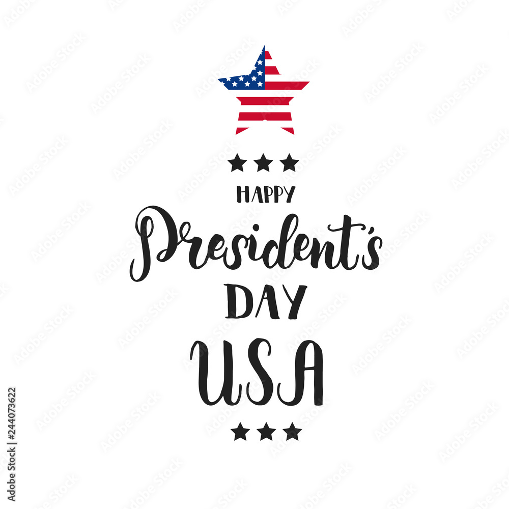 Happy Presidents day poster. National american holiday illustration. Hand made lettering quote-Happy President's Day USA. Greeting phrase or holidays, postcards, websites