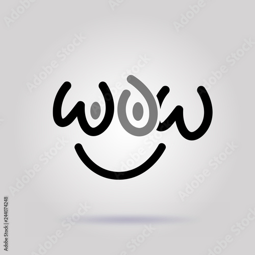 WOW logo design template on gray background
