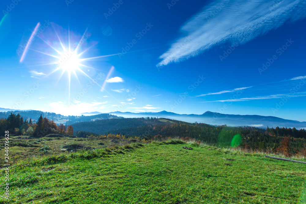 Fototapeta premium Carpathian mountain sunny landscape
