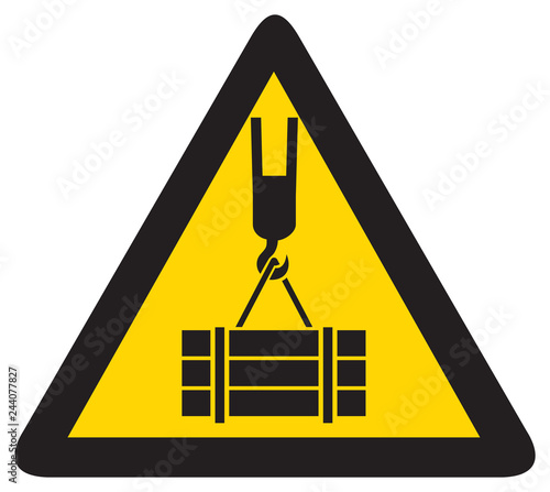 overhead crane crush hazard triangle warning sign