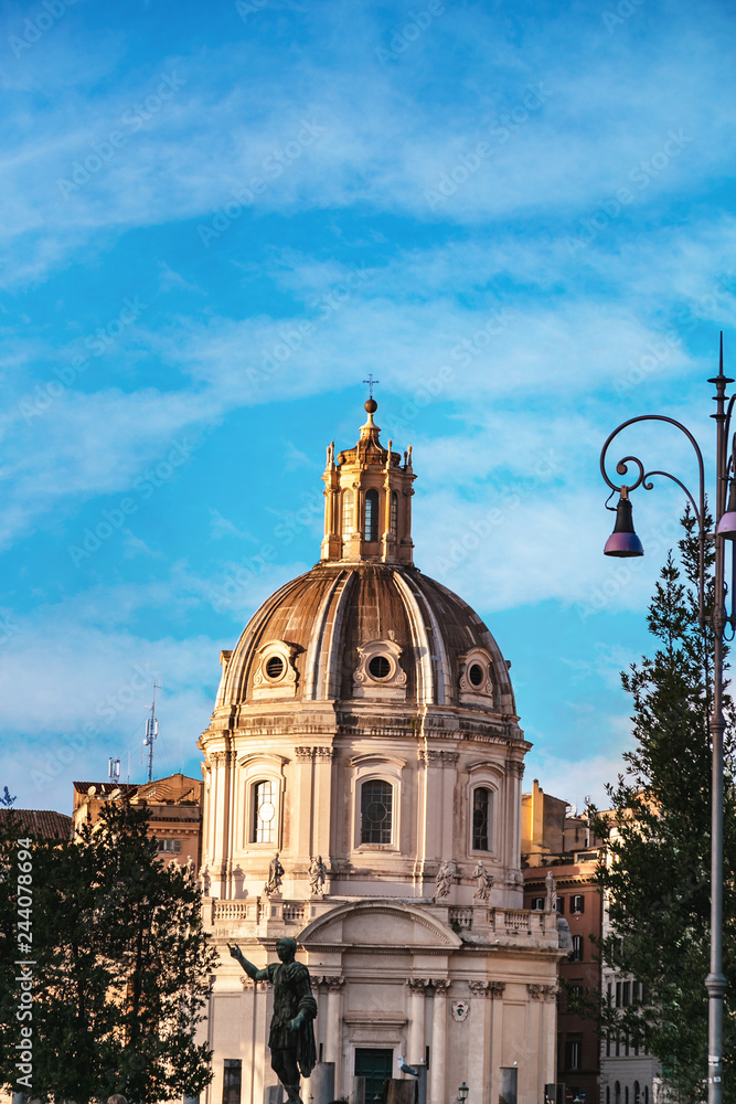 the beautiful church of Santa Maria del Loreto in the center of Rome
