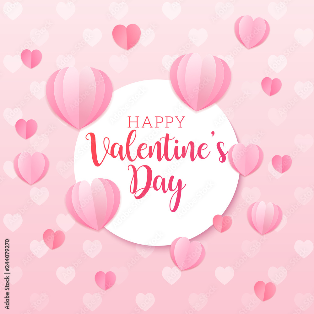 Valentine's Day vector background with light pink paper cut hearts. Love pattern for graphic design, greeting card, poster, flyer template. Romantic illustration for celebration on February 14th. Valentine's Day vector background with light pink paper cut hearts. Love pattern for graphic design, greeting card, poster, flyer template. Romantic illustration for celebration on February 14th.