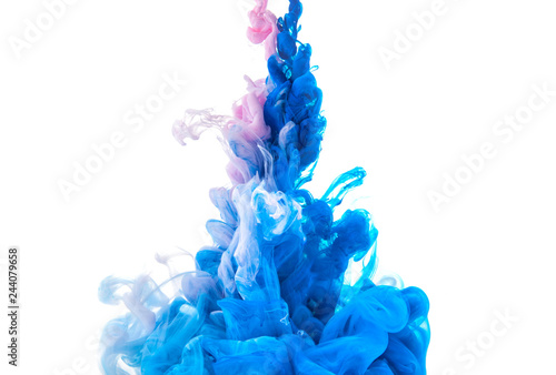 Abstract paint splash isolated on white background - Image colourful ink.