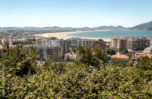Aerial view of the city of Santander with the sea in the background on a sunny day