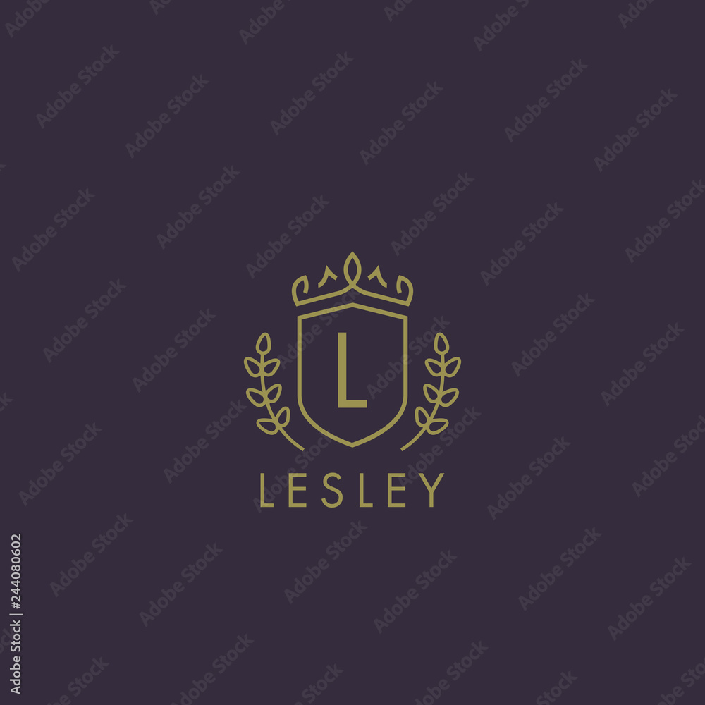 Initials letter L logo business vector template. Crown and shield shape. Luxury, elegant, glamour, fashion, boutique for branding purpose. Unique classy concept. Initials letter L logo business vector template. Crown and shield shape. Luxury, elegant, glamour, fashion, boutique for branding purpose. Unique classy concept.