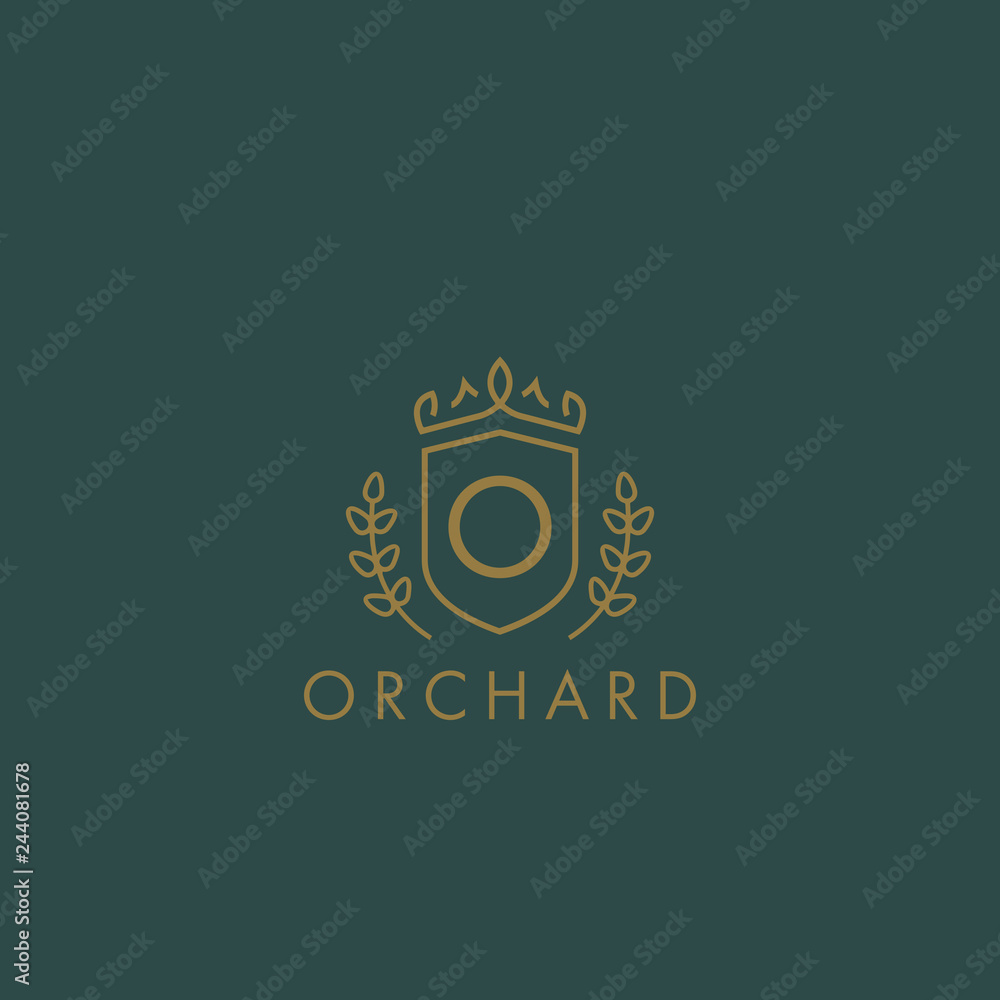 Initials letter O logo business vector template. Crown and shield shape. Luxury, elegant, glamour, fashion, boutique for branding purpose. Unique classy concept.