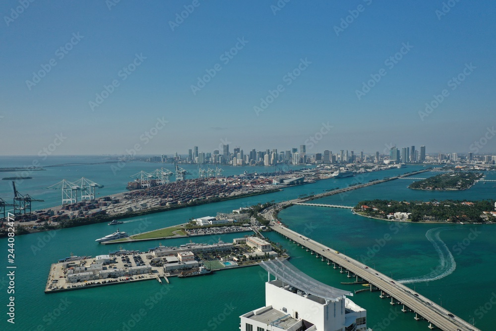 Miami skyline by drone