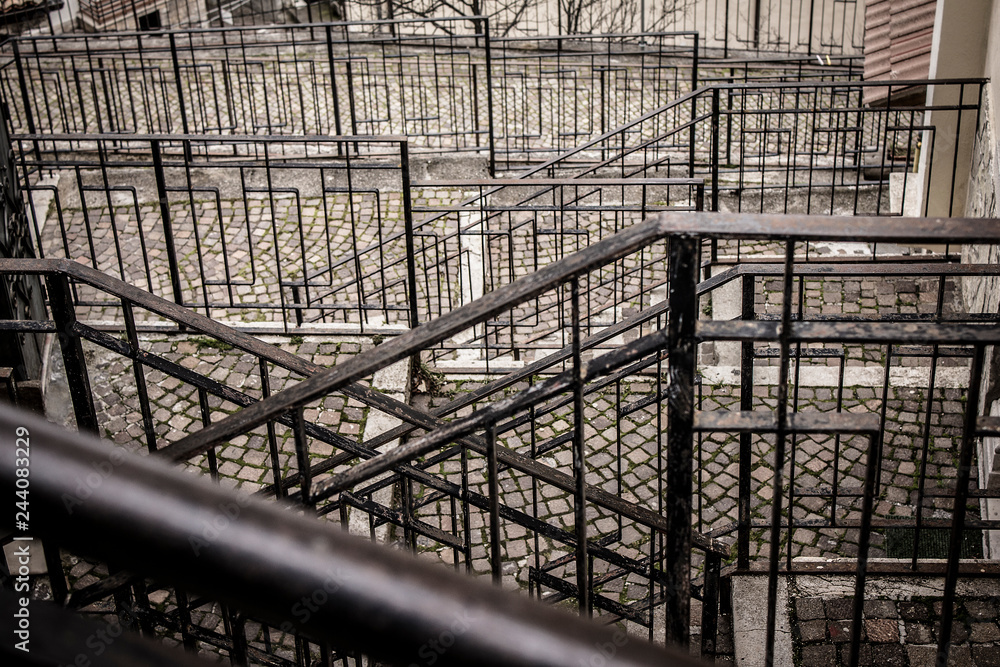 railings crossing in an urban context