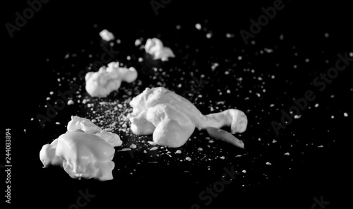 Shaving foam isolated on black, with clipping path texture and background