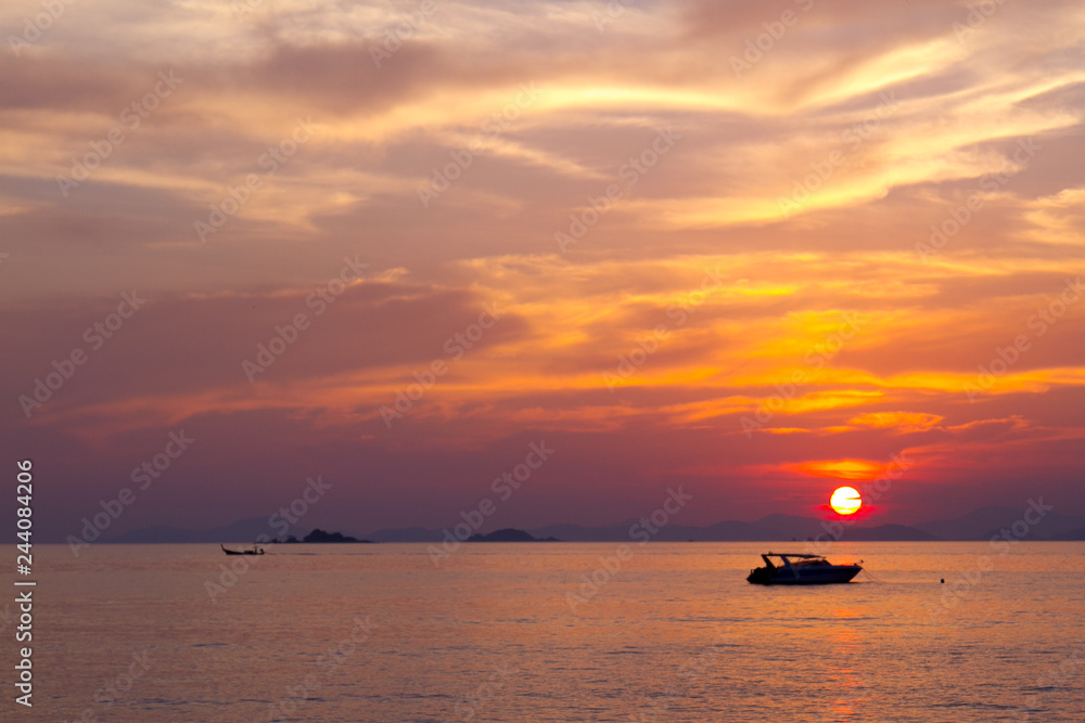 Sunset in a sea. Tropical vacations Sunset in a sea. Tropical vacations