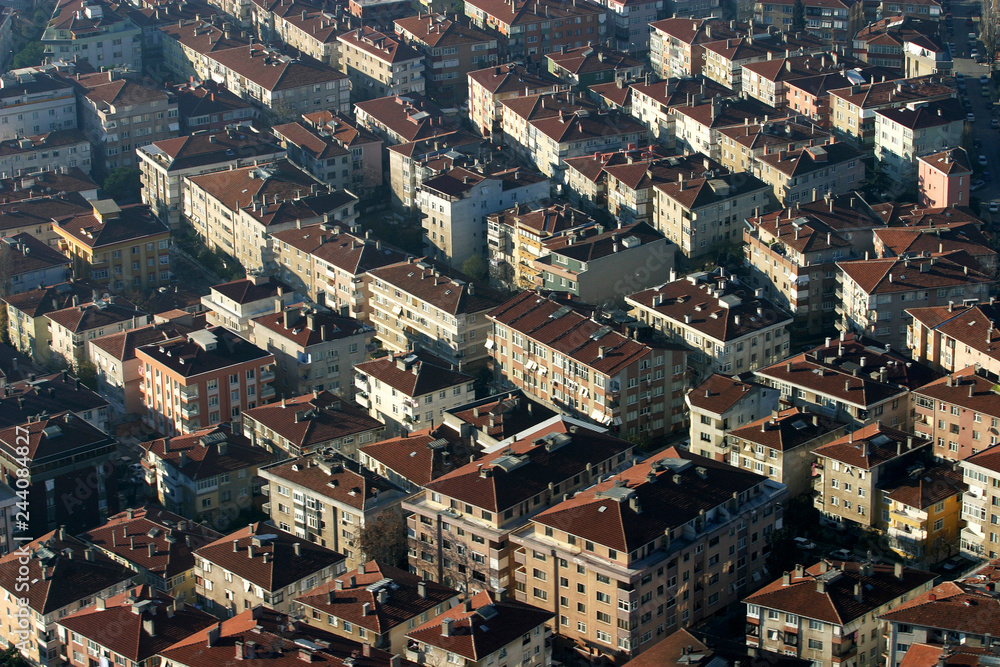 City buildings panorama from air in Istanbul, Turkey.
