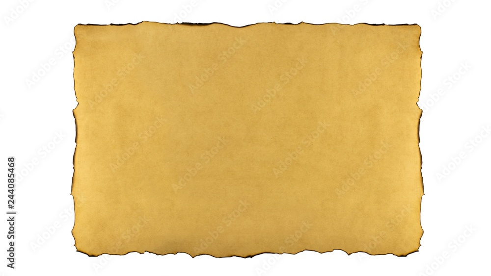 old paper sheet isolated on white background.