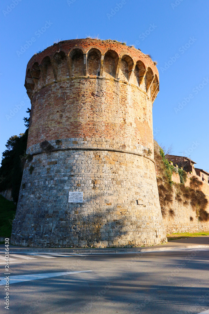 City wall of San Gimignano tower