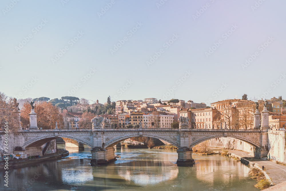 Classical Rome cityscape with Ponte Vittorio Emanuele II