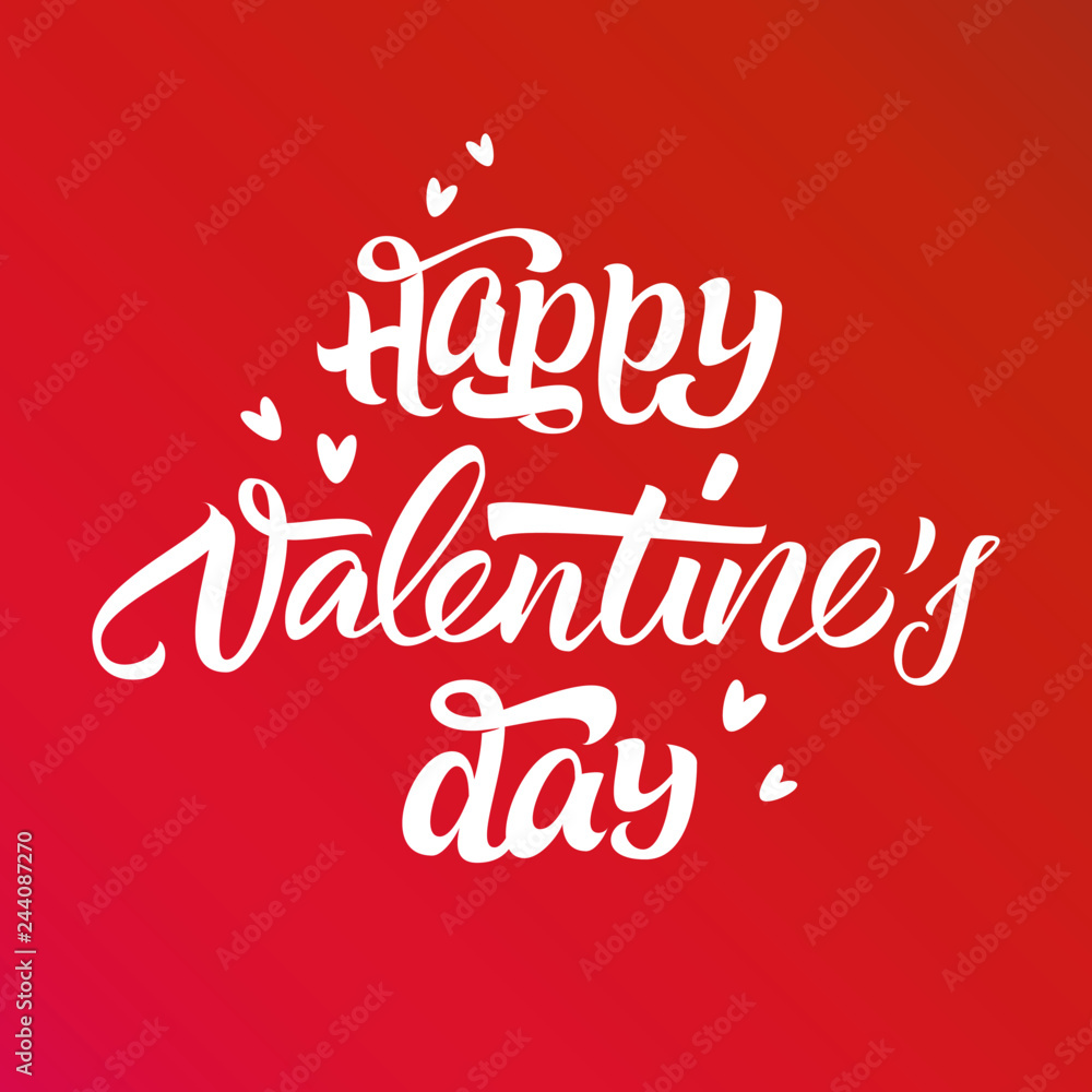 Happy Valentine's Day lettering. Handwritten calligraphy with minimal decoration for poster, banner, greeting card, flyer.