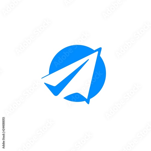 flight check paper plane logo vector icon illustration