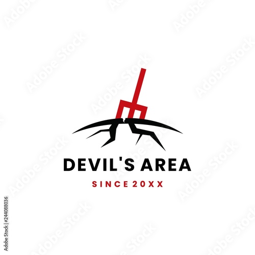 devil's area ground pitch fork logo vector icon illustration
