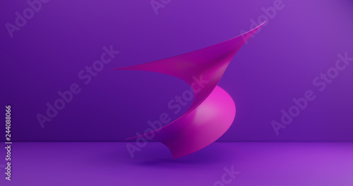 3d rendering. Deformed or curved flat on the background of ultra-violet canvas. Abstract illustration.