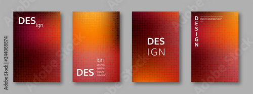 Set of abstract bright colors minimal cover design. Halftone effect, mosaic background. Vector illustration.