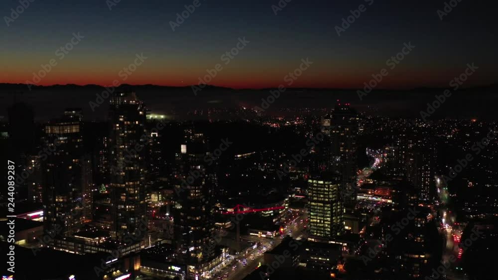 Cityscape Night. Aerial Flight. Evening illumination. 4K. Cityscape Night. Aerial Flight. Evening illumination. 4K.