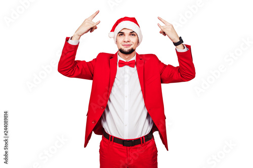guy in santa hat on white background