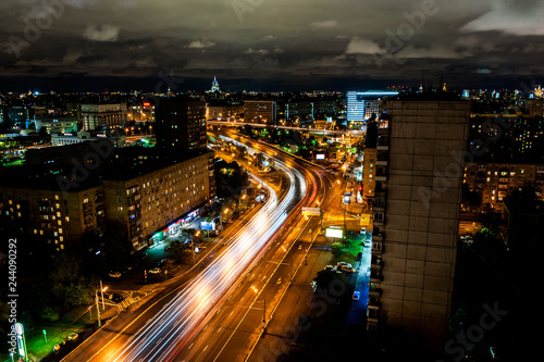 traffic in the city at night