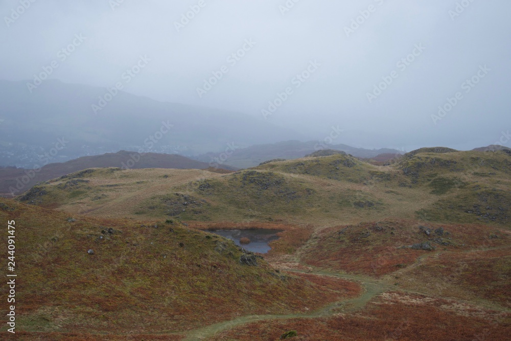 Rolling moorland with small lake (tarn): typical of north Britain - English Lake District