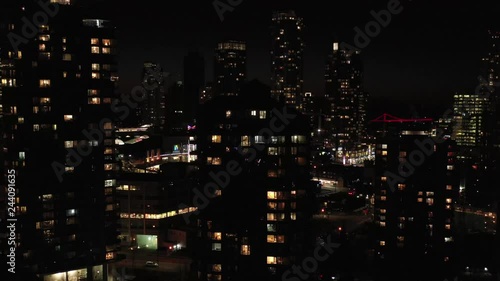 Wallpaper Mural Cityscape Night. Aerial Flight. Evening illumination. 4K. Torontodigital.ca