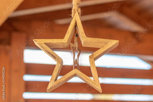 Vintage looking decorative star in wood