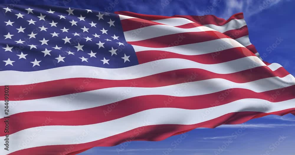 American flag with fabric structure against a cloudy sky (loopable) American flag with fabric structure against a cloudy sky (loopable)