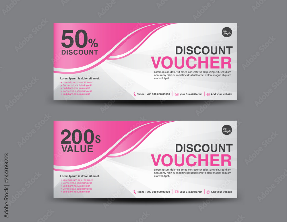 Pink Gift Voucher template, coupon design, certificate, ticket template, discount layout, banner vector illustration, Valentine's Day sale banner Pink Gift Voucher template, coupon design, certificate, ticket template, discount layout, banner vector illustration, Valentine's Day sale banner