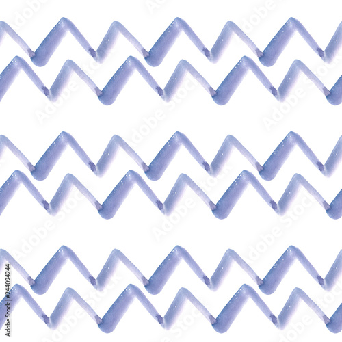 Watercolor design. Seamless pattern. Graphic elements. Zigzag and drops. Horizontal.