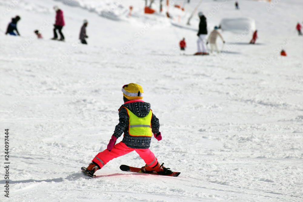 Children in the skiing course