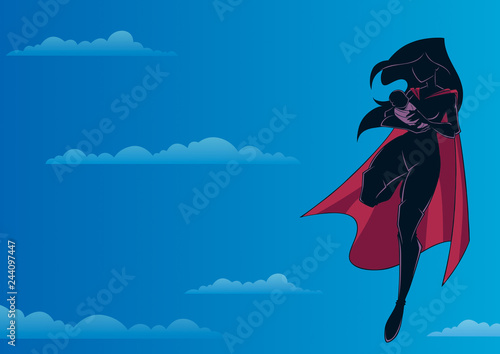Super Mom with Baby Sky Silhouette 