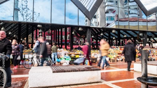 Tirana, Albania: time lapse people in the New Bazaar (Pazari) a neighbourhood of the capital.