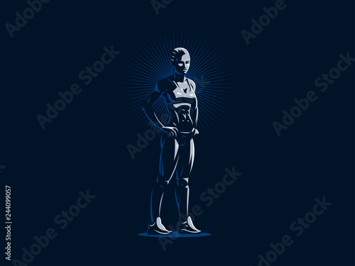 Woman fitness emblem.