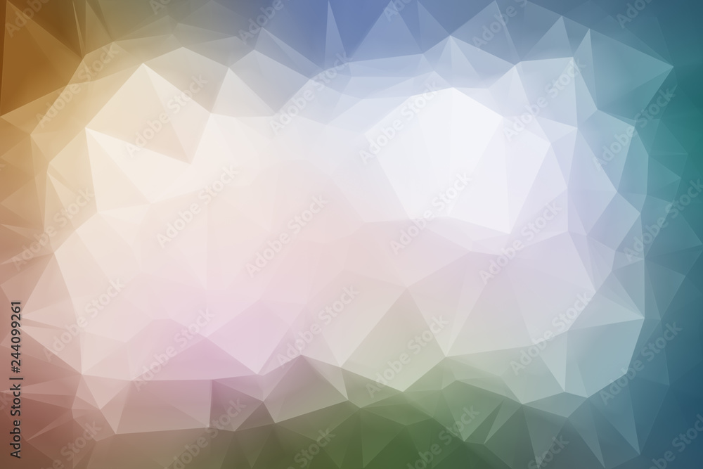 High resolution multi-colored polygon mosaic vector background. Abstract 3D triangular low poly style gradient background. Darker at the edges.