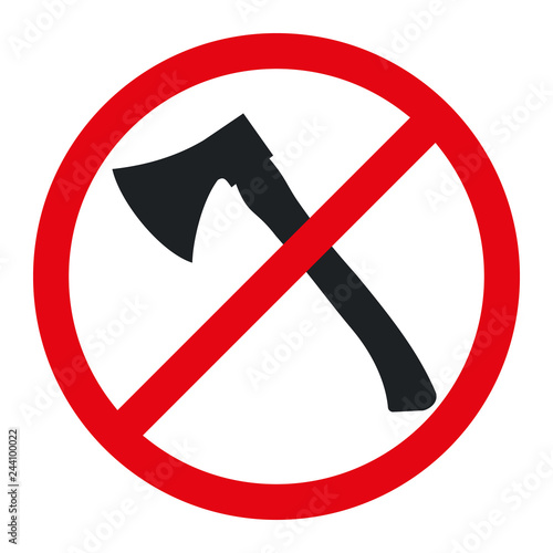 no axe, vector icon, impossible, no chopping.