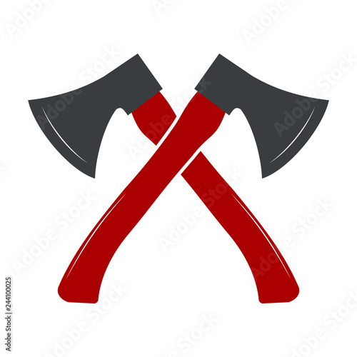 two crossed axes, icon, vector color illustration