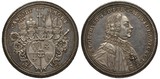 Germany German City of Fulda, silver coin 1 one thaler 1729, figured shield with five helmets on top, crossed crosier and sword behind, bust of duke/bishop Adolph von Dalberg right, 