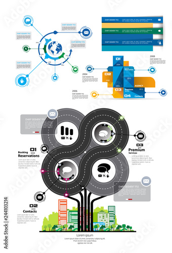 Business infographic elements data visualization vector design