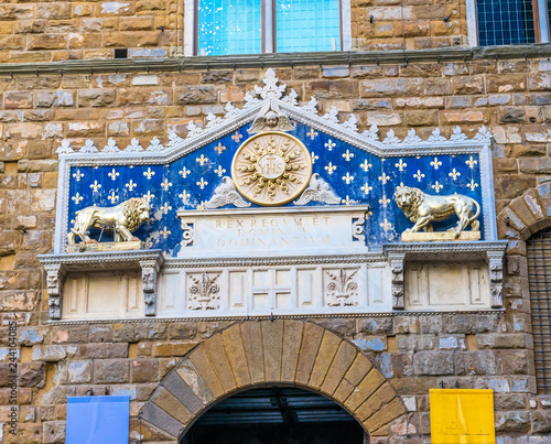 Entrance Palazzo Vecchio Piazza Signoria Tuscany Florence Italy