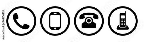 Phone icon collection. Call sign. Vector photo