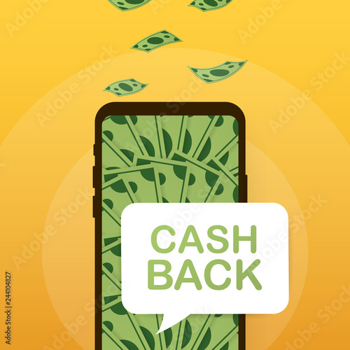 Cash back concept. Money icons for cash back, commerce or transfer payments online service. Vector illustration. 