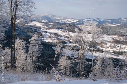 Obraz na płótnie Landscape of Beskid Żywiecki, Carpathians, Poland w salonie