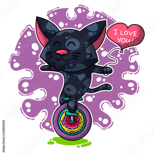 Vector seamless pattern about Cats in love